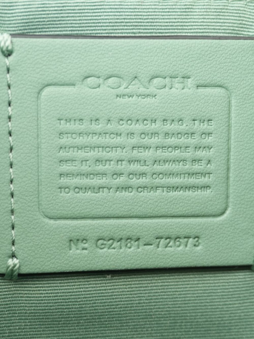 COACH Tote Green Pebbled Leather Handbag Shoulder Bag large - Picture 12 of 15